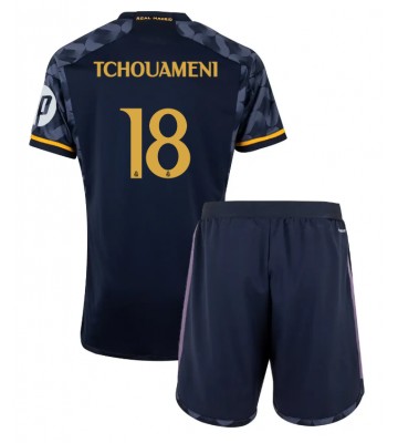Real Madrid Aurelien Tchouameni #18 Udebanesæt Børn 2023-24 Kort ærmer (+ korte bukser)